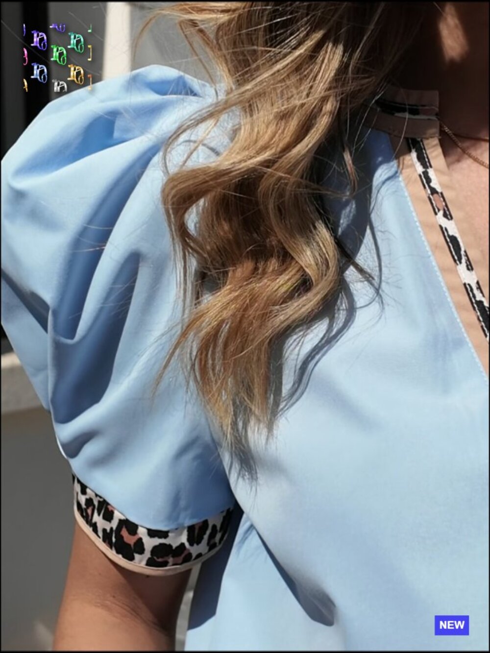 Puff Sleeve V Neck Color Block Blouse Dressy Casual Loose Fit T-Shirt Top - Picture 7 of 7